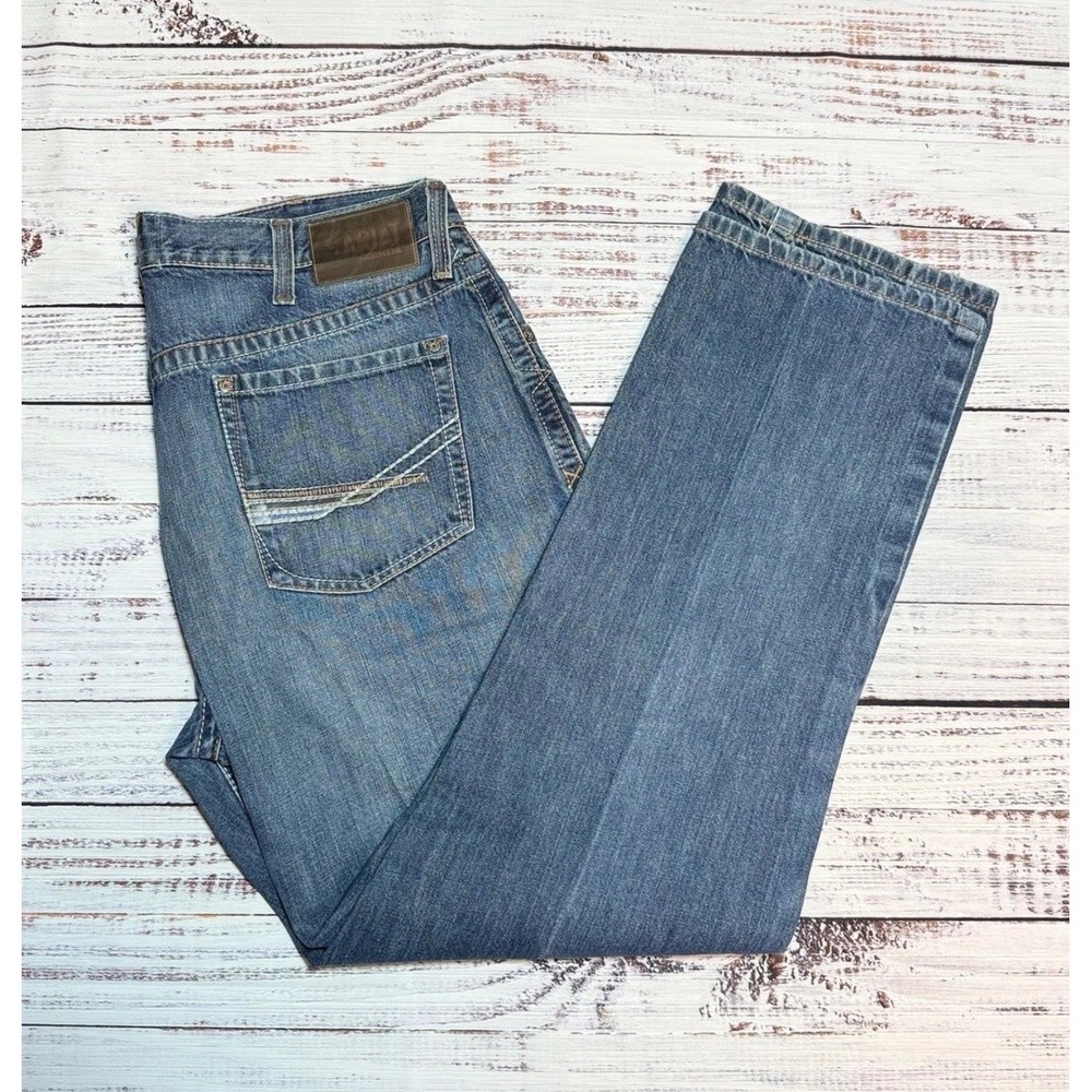 Ariat M2 Jeans 38x32 Relaxed Boot Cut Medium Wash Blue Denim starched and ironed